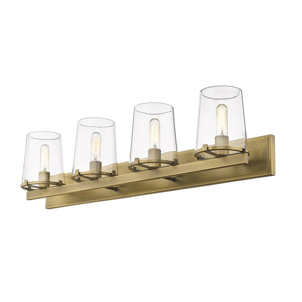 Callista 4 Light Vanity, Rubbed Brass & Clear